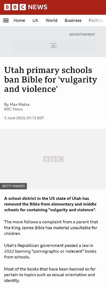 方舟子 on Twitter 在犹他州议会通过在学校禁止淫秽书籍之后有家长提出按同一标准也应该禁止基督教圣经果然盐湖城学区把