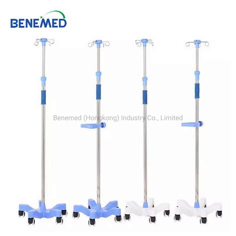 Hospital Height Adjustable Movable Stainless Steel Iv Pole Infusion