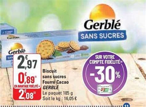 Promo Biscuit Sans Sucres Fourr Cacao Gerbl Chez G Icatalogue Fr