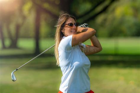 Female golf swing stock photo. Image of sunny, playing - 245190234