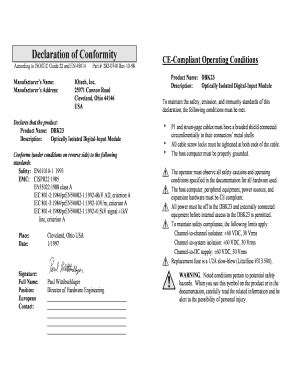 Fillable Online Declaration Of Conformity According To ISO IEC Guide 22