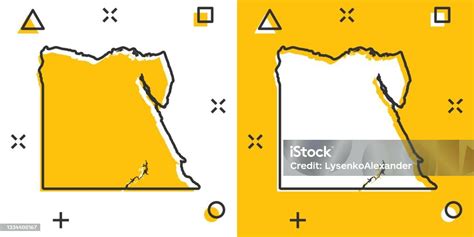 Stock Ilustrace Vektorová Karikatura Egypt Mapa Ikona V Komickém Stylu Egypt Znak Ilustrační