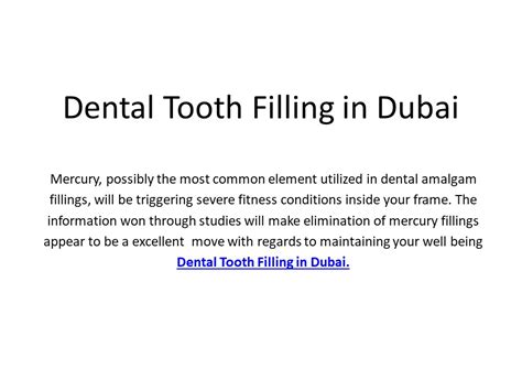 Ppt Dental Tooth Filling Dubai Powerpoint Presentation Free To