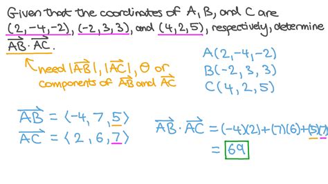 Question Video Determining The Dot Product Between Vectors Nagwa