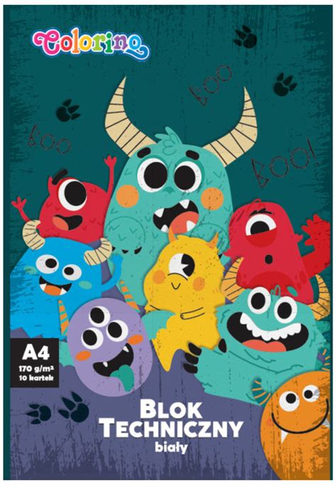 Blok Techniczny Biały A4 170G 10K Ocean Monster Colorino Kids Patio