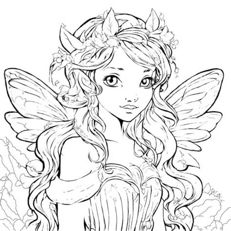 Download Adult Fairy Coloring Page With Girl Long Hair And Wings Coloring Pages Online