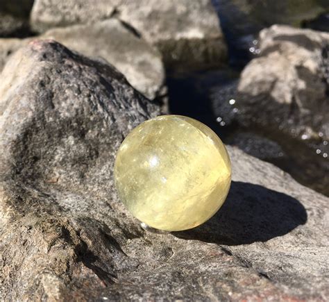 Calcite Optical Calcite Honey Calcite Sphere Crystal Ball Etsy