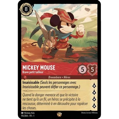 Mickey Mouse Brave Petit Tailleur Disney Lorcana Premier Chapitre