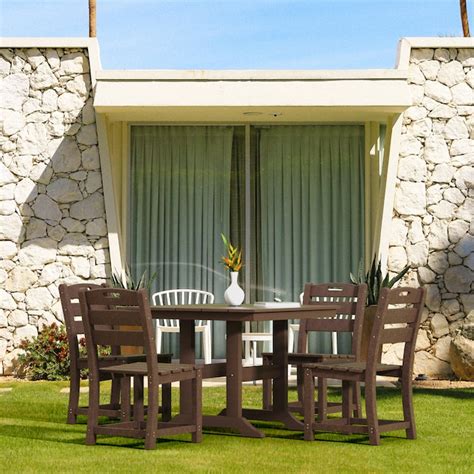 Upland Dining Chair Brown Hdpe Frame Stationary Dining Chair With Slat