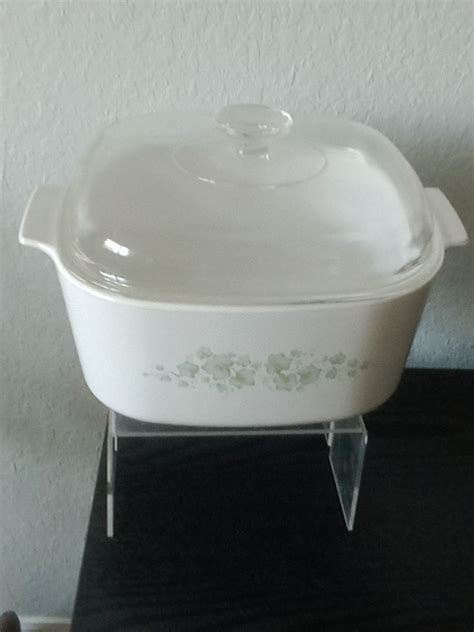 Vintage Corning Ware Callaway Green Ivy Liter Casserole W Clear