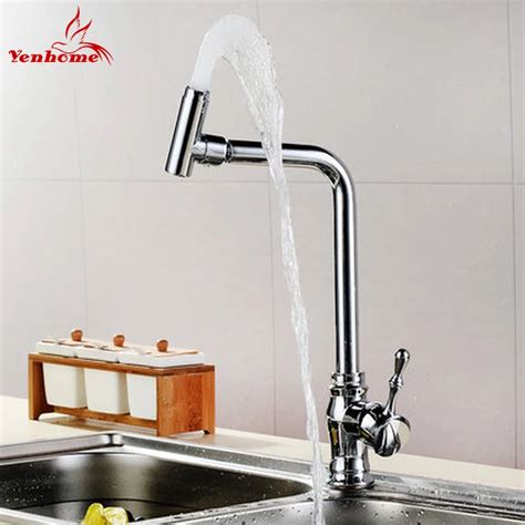 Yenhome New Chrome Brass Hot And Cold Water Mixer Tap Kitchen Sink Mixer Faucets 360 Degree