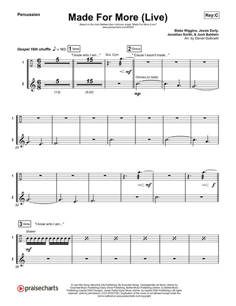 Made For More Live Percussion Sheet Music Pdf Josh Baldwin Jenn