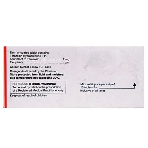 Unisex Allopathic Terazosin 2mg Hytrin 2 Tablet, Abbott, Prescription ...