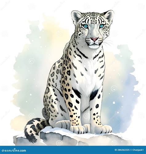 Snow Leopard in Cartoon Style. Cute Little Cartoon Snow Leopard ...