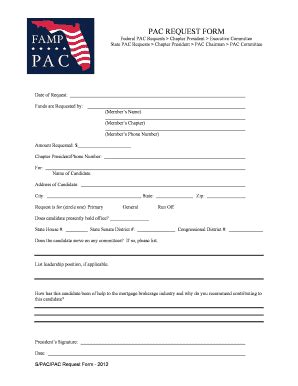 Fillable Online Myfamp PAC REQUEST FORM Myfamp Fax Email Print