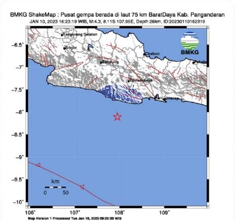 Pangandaran Diguncang Gempa Bumi M 4 3 Terasa Hingga Tasikmalaya