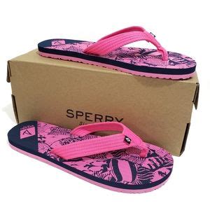 Sperry Shoes Sperry Flip Flops Calypso Pink Fish Print Sandals