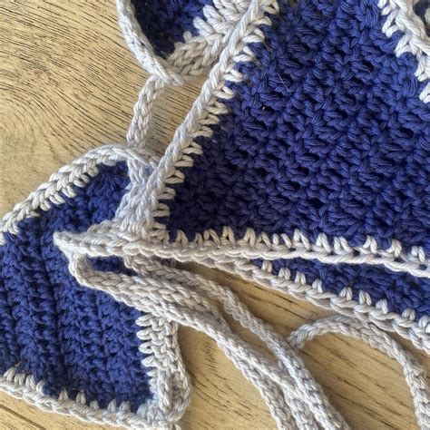 Handmade Crochet Bikini Two Tone Blue Cotton Depop