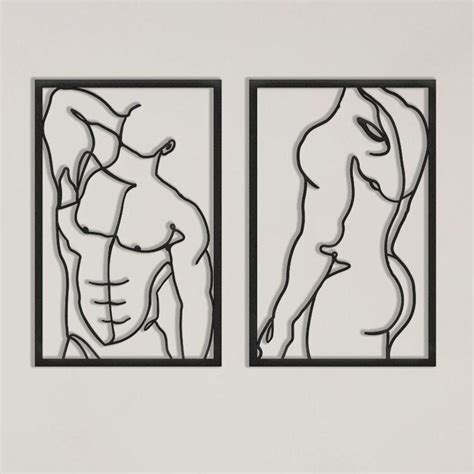 Naked Man Metal Wall Sign Set Of Naked Man Metal Wall Decor Masculine Line Art Naked