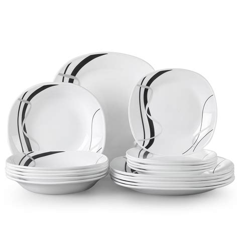 VEWEET Series FIONAGLAS 18 Piece Opal Glassware Dinnerware Sets