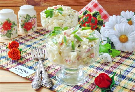 Салат с крабовыми палочками и яблоком - рецепт с фотографиями - Patee ...