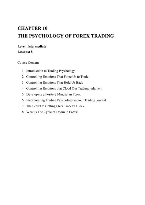 Chapter 10 The Psychology Of Forex Trading CHAPTER 10 THE