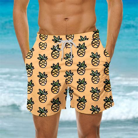 Xysaqa Men S Swim Trunks Pineapple Beach Board Shorts Swimsuits For Men Big And Tall Above Knee