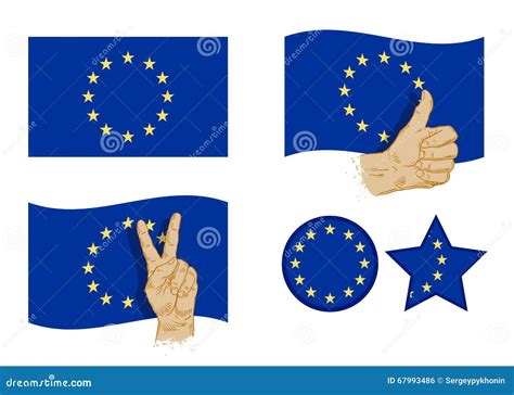 European Union Flag Icons Set Vector Illustration Stock Vector