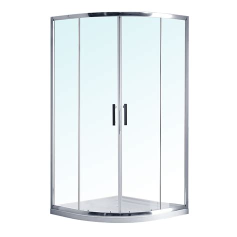 100 X 100cm Rounded Sliding 6mm Curved Shower Screen With Base In Chro