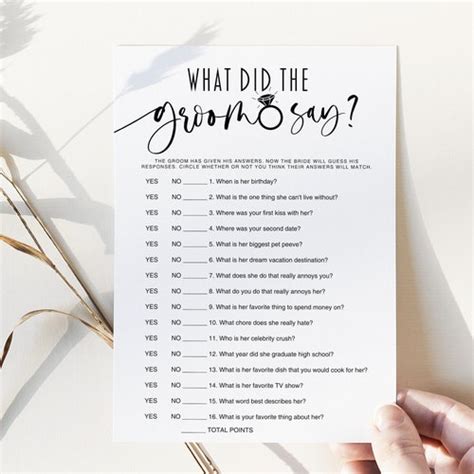 What Did The Groom Say Shower Game Bridal Trivia Shower Game Etsy