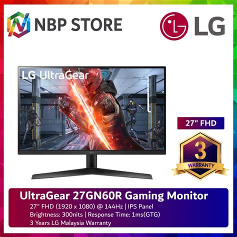 LG 27GN60R 27 FHD IPS 144Hz Gaming Monitor Black HDMI VGA 3 Yrs