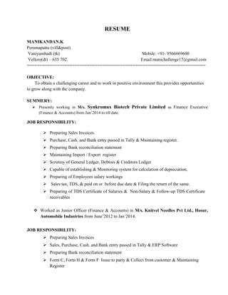 MANI RESUME PDF