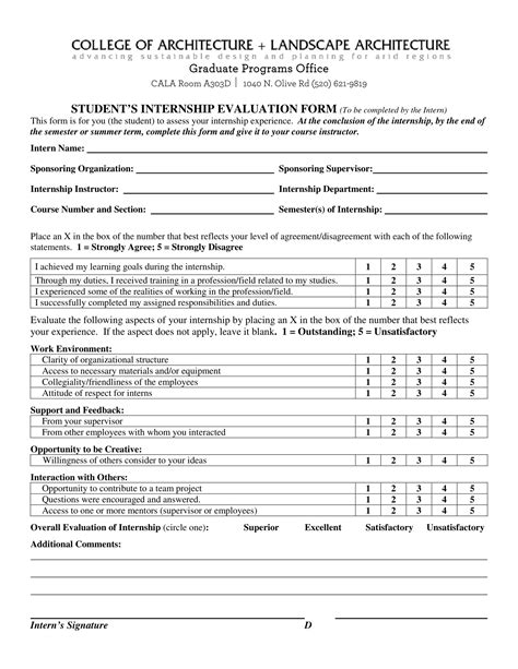 Free Internship Review Forms In Pdf Ms Word