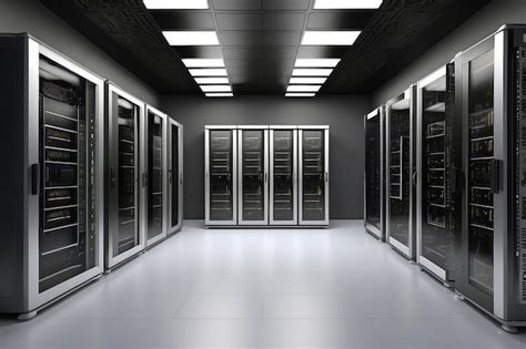 Premium Photo Server Racks In Computer Network Security Server Room