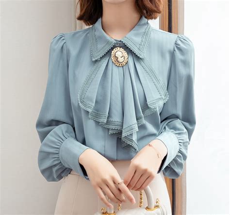 Dalloni Victorian Chiffon Blouse Azul Belle Muse