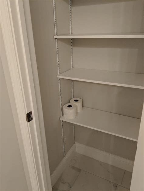 Adjustable White Shelves For Bathroom Linen Closets