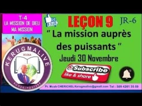 Leçon 9 Jeudi 30 Novembre 2023 La mission auprès des puissants