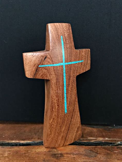 Mesquite Standing Cross X With Turquoise Inlay Etsy Black Faced