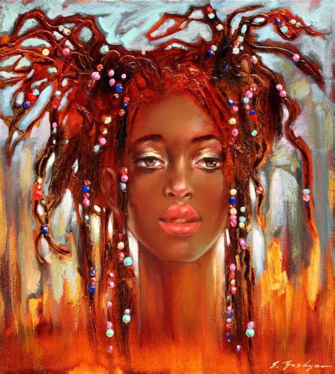 African Woman Portrait Painting Original Oil Female Portrait Original