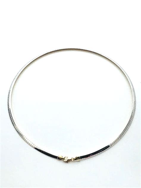 Sterling Silver K Gold Reversible Omega Necklace Mm New Ebay