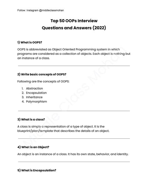 Top Oops Interview Questions And Answers Each Object Is Nothing