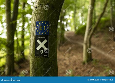 Trail Marking Signs For The E1 European Long Distance Path And The