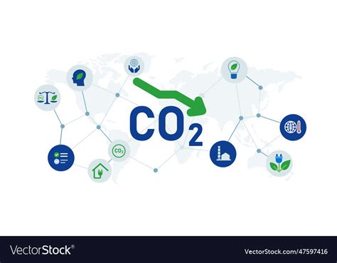 Reducing co2 carbon emissions decrease graphic Vector Image