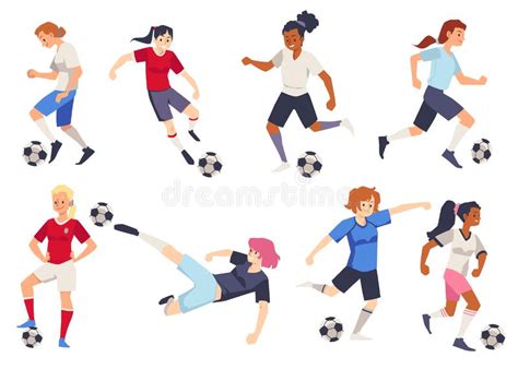 Cartoon Women Soccer Players Set Stock Illustrations 58 Cartoon Women