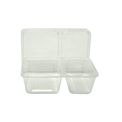 Food Storage Container 2 Compartment Meal Tray With Lid Rectangular