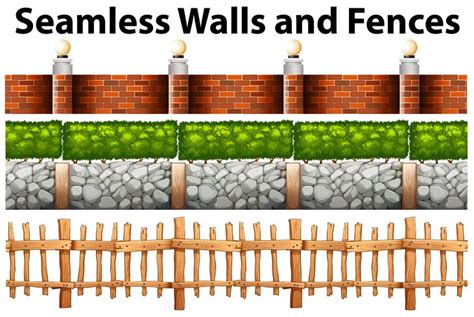 Seamless Walls And Fences In Many Designs 294949 Vector Art At Vecteezy