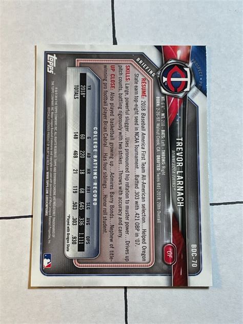 Trevor Larnach 2018 Bowman Draft Chrome BDC 70 Twins 1st Prospect RC EBay