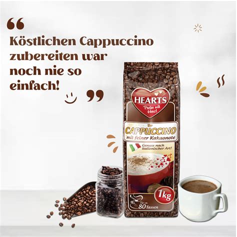 HEARTS Cappuccino Mit Feiner Kakaonote 10 X 1kg Instant Kaffee Pulver