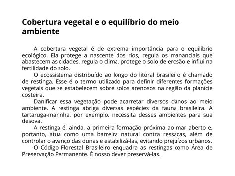 Cobertura vegetal e o equilíbrio do ambiente Planos de aula 5º ano