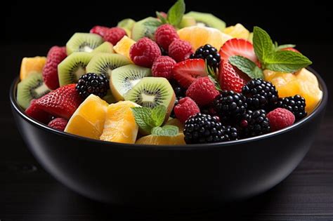 colorful fruit salad  bowl premium ai generated image